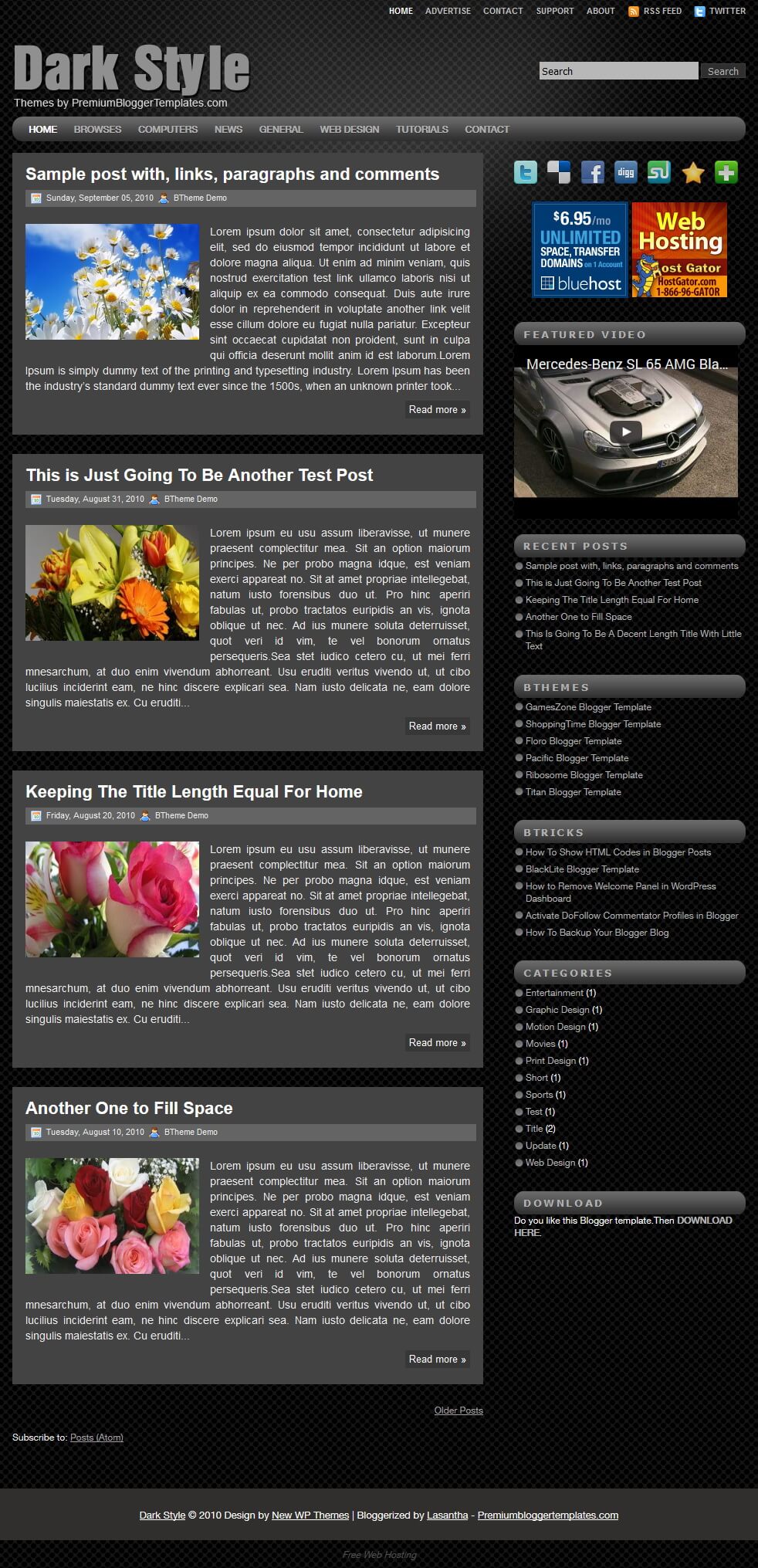 Dark Style Blogger Template