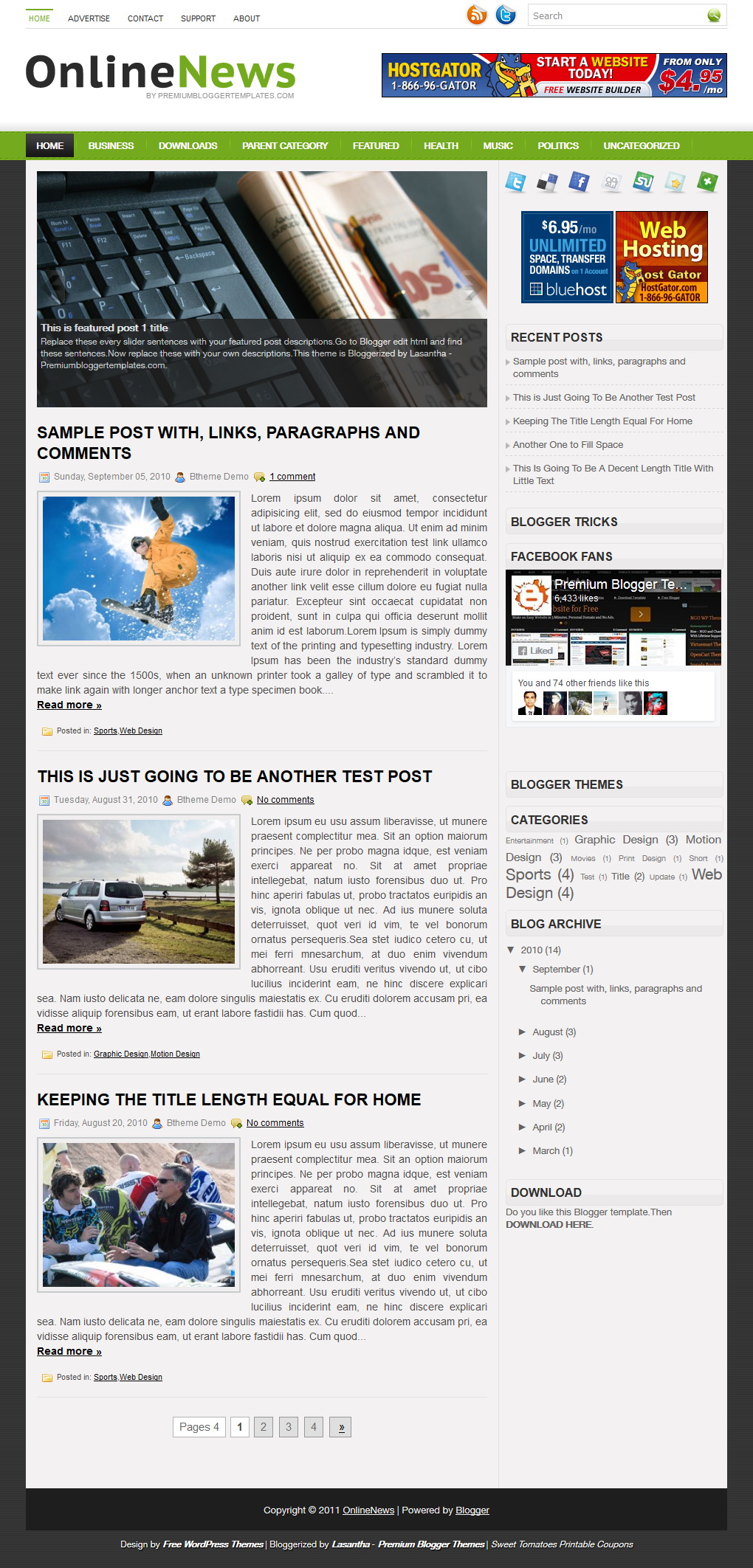 OnlineNews Blogger Template